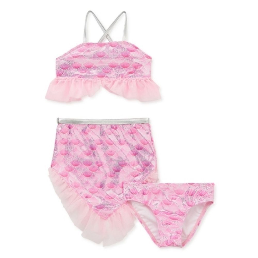 Baby and Toddler Girl Bikini and Mermaid Skirt Swim Set Size 12mo
